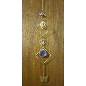 Suncatcher Crystal Ball Light Prism  Butterfly Squares Gold Star Leaf 17 1/2"